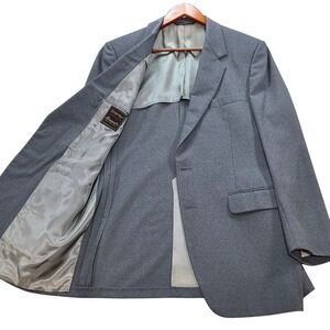 VTG Kingsridge Samuel's Custom Fabric Mens Gray Two Button Blazer Jacket 42L